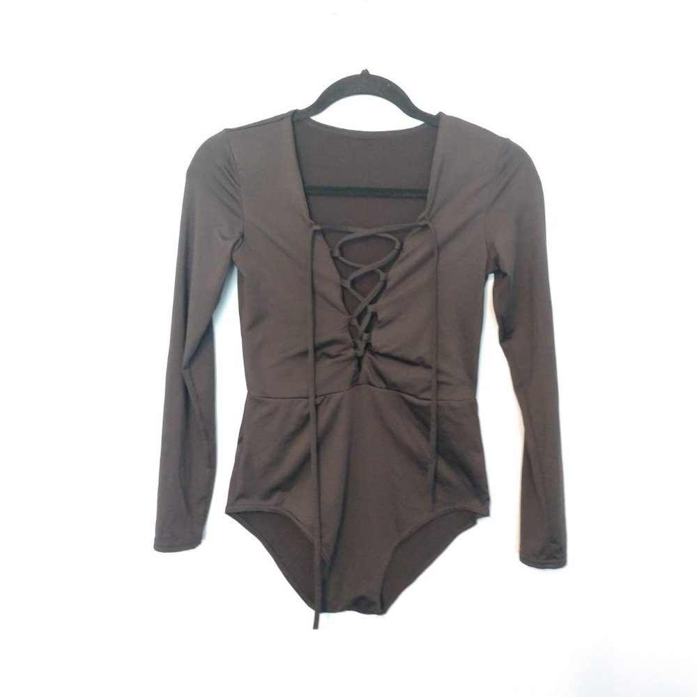 Black Lace-Up Body Suit